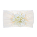 Nishine Soft Stretch Satin Rose Flower Baby Headband Newborn Knot Wide Nylon Headwraps Turban Girls Headwear Kids Photo Props