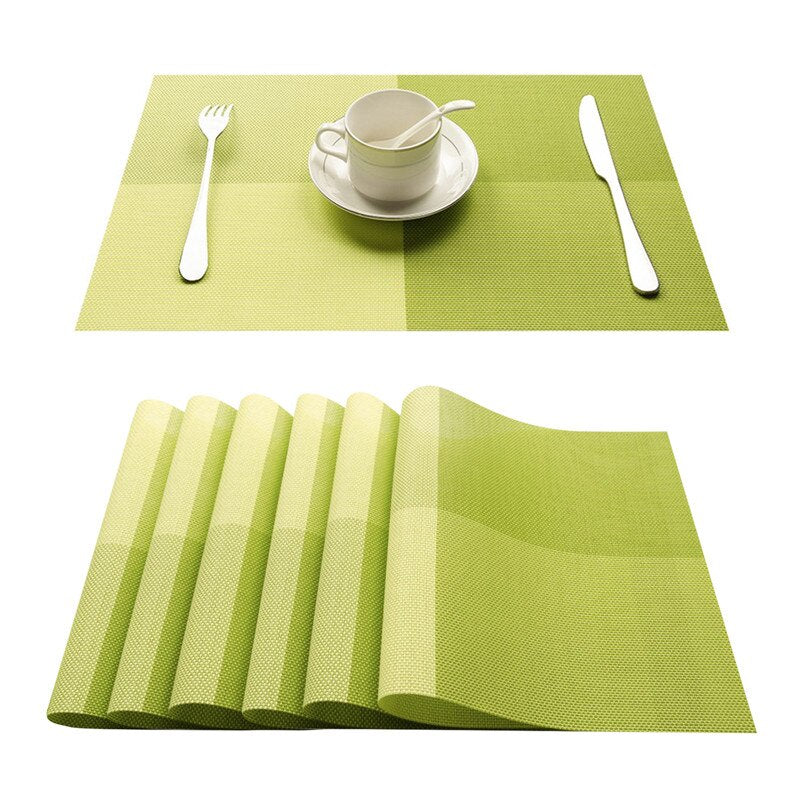 PVC Linens Placemats for Table Set Plaid Table Mat Placemat Napkin in Kitchen Accessories Cup Wine Mat Coaster Pad Orange Green