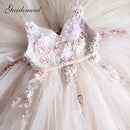 Puffy A-line Flower Girl Dresses Lace Beading Communion Dress Tulle Sashes Straps Ball Gown Girl Party Dress New Year 2021