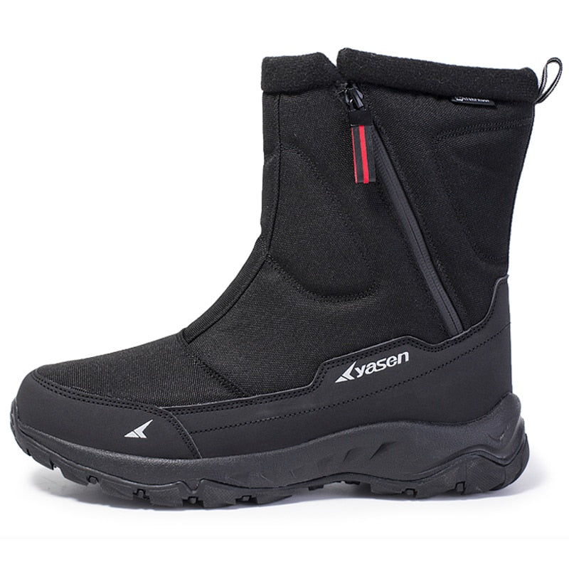 Botas de nieve para hombre, zapatos de senderismo, botas impermeables de invierno con piel, zapatos de invierno antideslizantes para exteriores, botas para hombre, plataforma gruesa de felpa cálida