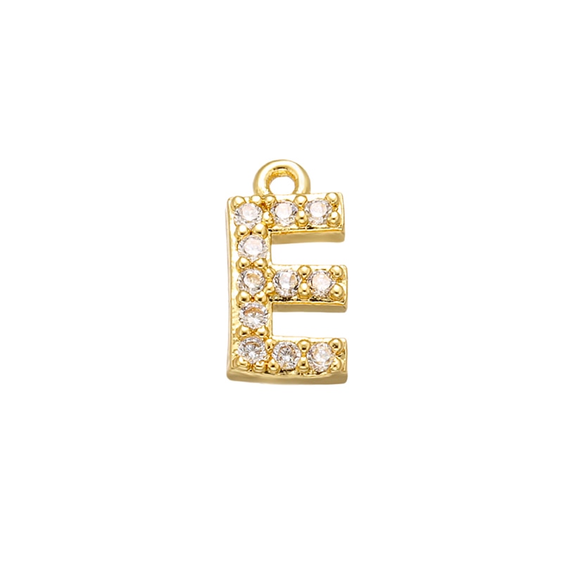 ZHUKOU 8x8.5mm Brass Cubic Zirconia Crystal 26 Letter Charms Pendants for Women earring jewelry accessories wholesale VD545