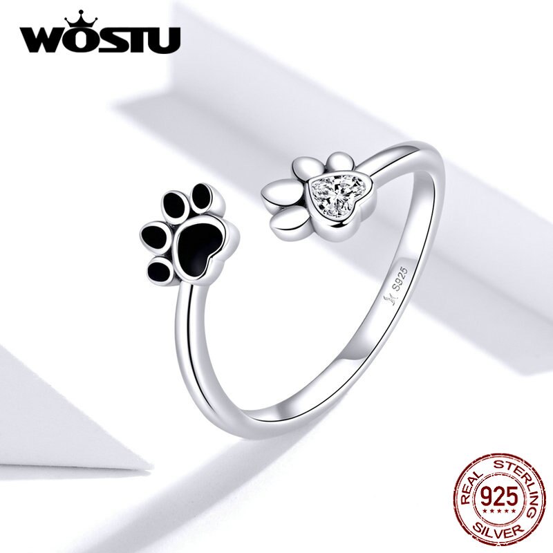 WOSTU 100% 925 Sterling Silver Paw Dog Pets&