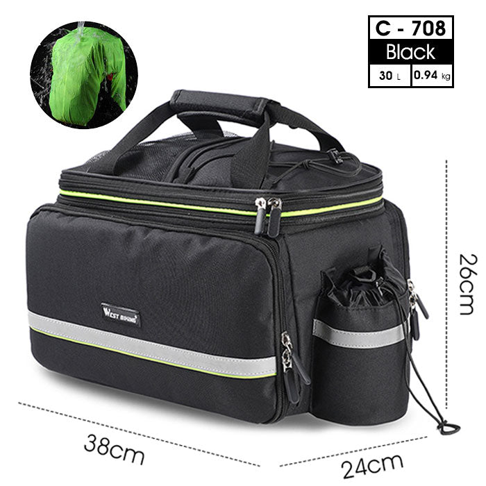 WEST BIKING impermeable 3 en 1 bolsa de maletero de bicicleta expandible asiento trasero de bicicleta de montaña portador de carga equipaje de viaje de ciclismo alforja