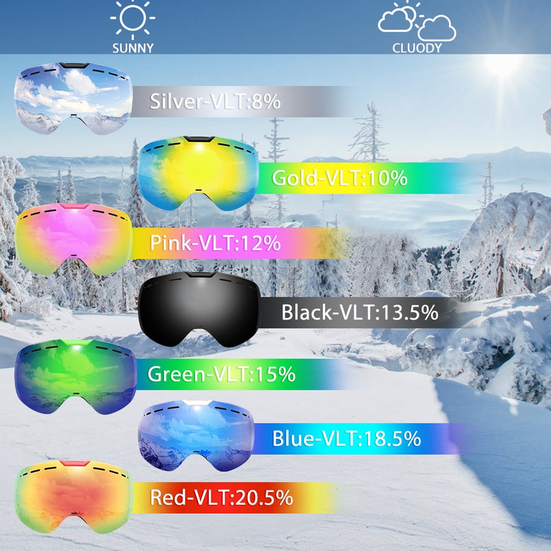 COPOZZ gafas de esquí sin marco con lente magnética monopatín esquí antivaho UV400 gafas de snowboard hombres mujeres gafas de esquí gafas