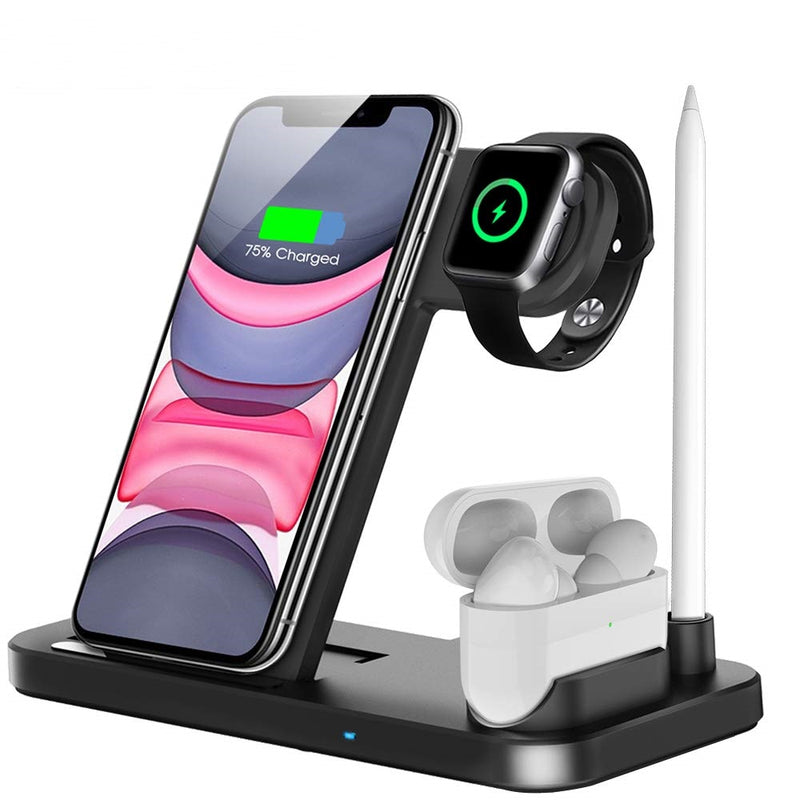 15 W Qi Fast Wireless Charger Stand für iPhone 13 11 12 X 8 Apple Watch 4 in 1 Faltbare Ladestation für Airpods 3 Pro iWatch