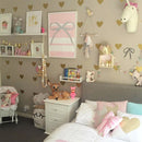 Gold Hearts Wall Stickers for Kids Room Bedroom Living room Home Decoration DIY Stickers Baby Girl Wall Decals Nursery Room