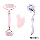 Slimming Massager Rose Quartz Roller Natural Jade Roller Microneedle Roller Jade Spatula Three-piece Skin Care Facial Massager