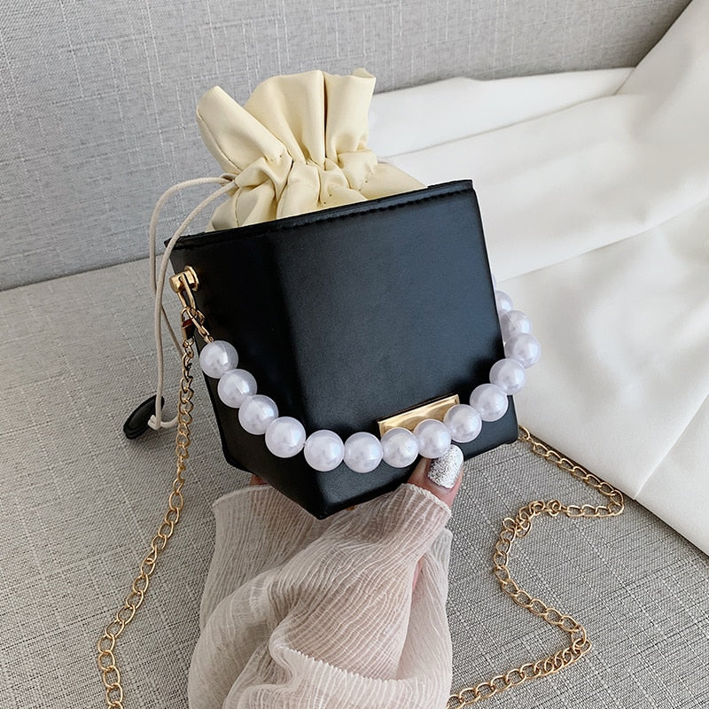 Damen Mini Umhängetaschen Kordelzug Flieder Clutch Bag Top Handle Bag Leder Square Bucket Bag Luxus Designer Handtasche