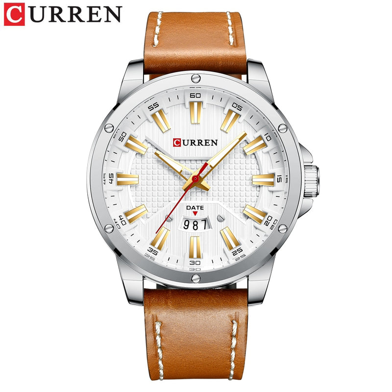 Watches CURREN for Men Luxury Brand Fashion  Quartz Wristwatch with  Leather Strap  Casual Business Clock Male