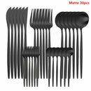Western Cutlery Set 30 Piece Tableware Set Stainless Steel Dinnerware Black Spoon Fork Knife Dinner Set Complete Home Flatware