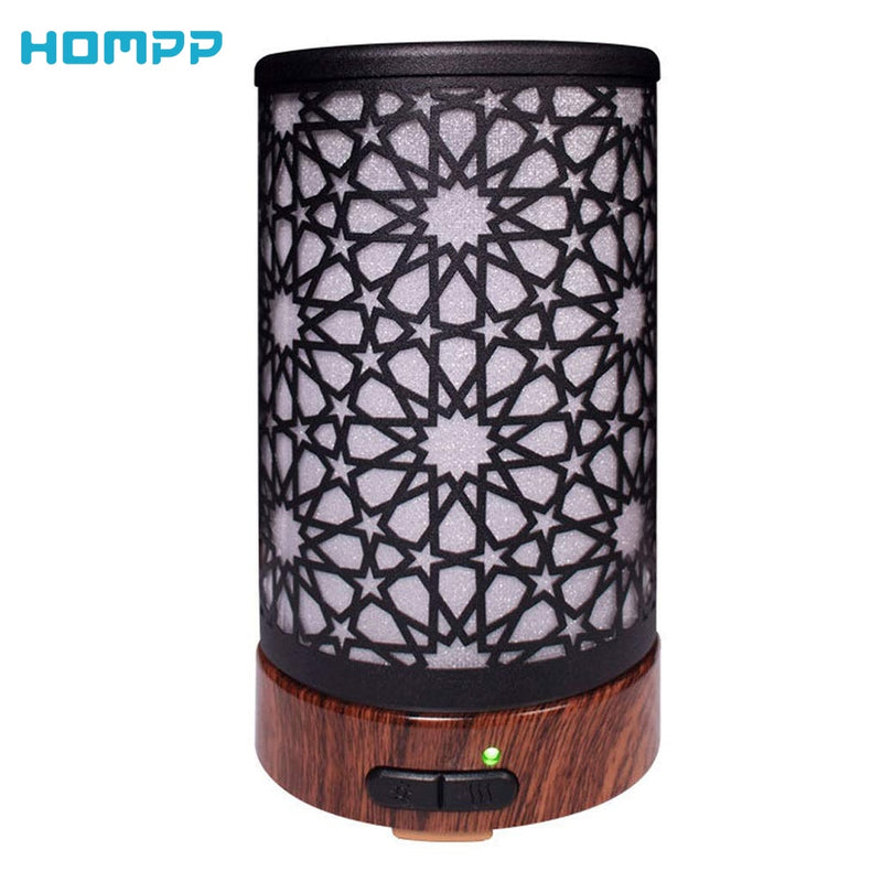 Essential Oil Diffuser Desk Wrought Iron Hollow Air Humidifier,with Color Gradient Night Lamp,BPA Free Color White 100ML Room