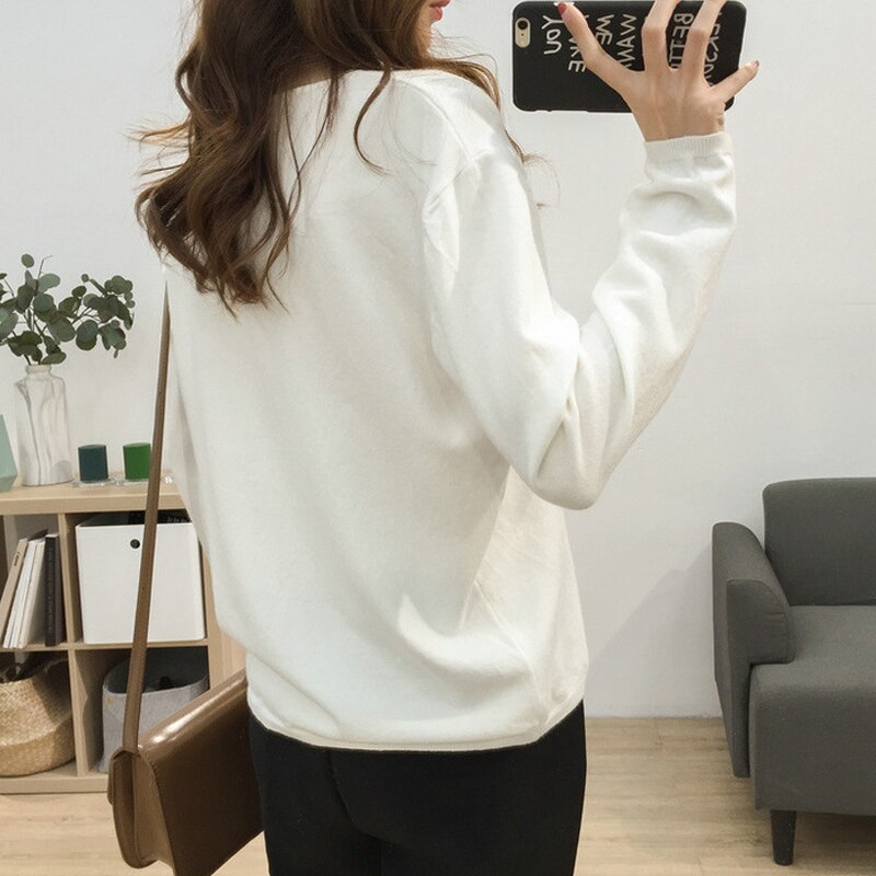 Woman Sweaters V-Neck knit Bottoming Loose Shirt Spring New Oversize Women's Tops Pullover Big Sweater Autumn Korean кардиган