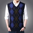 New Fashion Brand Sleeveless Sweater Mens Pullover Vest V Neck Slim Fit Jumpers Knitting Patterns Autumn Casual Clothing Men