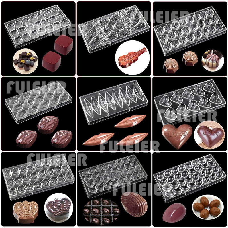 20 Stil Polycarbonat Schokoladenform 3D Herz, Eier, Würfel ect. Schokoriegel Formen Backen Gebäck Konditoreiwerkzeuge