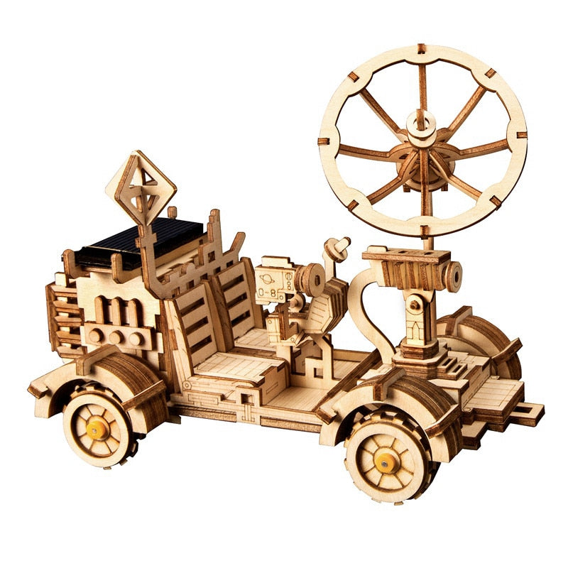 Robotime 3D Puzzle 4 Kinds Moveable Wooden Toys Space Hunting Solar Energy Building Kits Gift for Children Teens Adult LS402