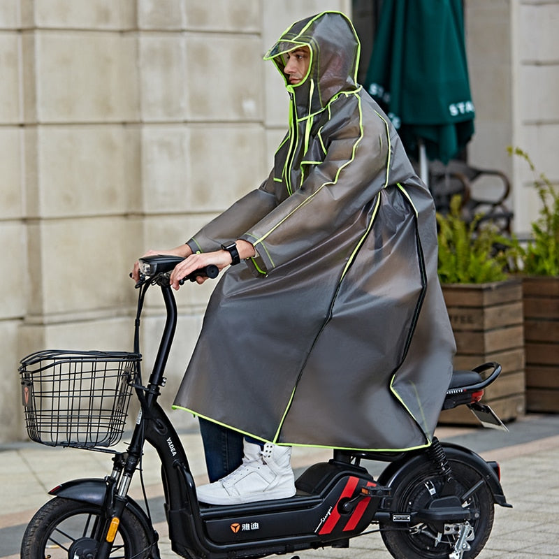 Nuevo diseño de calidad multifuncional impermeable reutilizable con capucha larga bicicleta mujeres impermeable hombres motocicleta gabardina