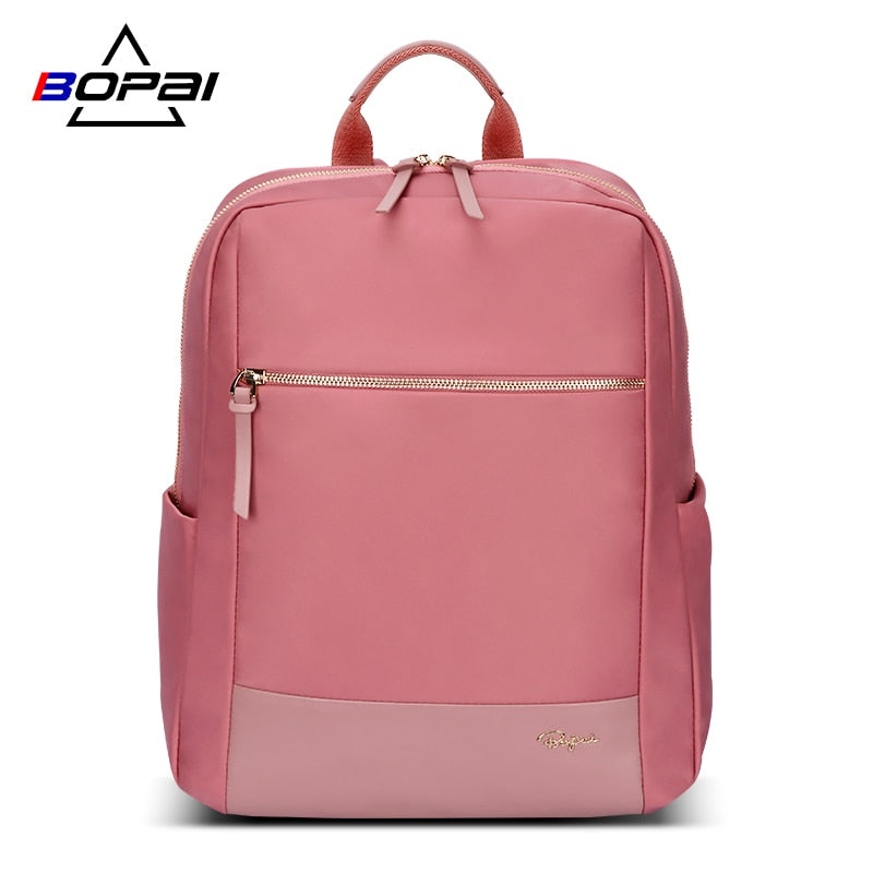 BOPAI New Laptop Backpack Women 14 Inch Waterproof Pink Fashion Female Travel Daypacks School Back Packs Bags for Teenager Girls