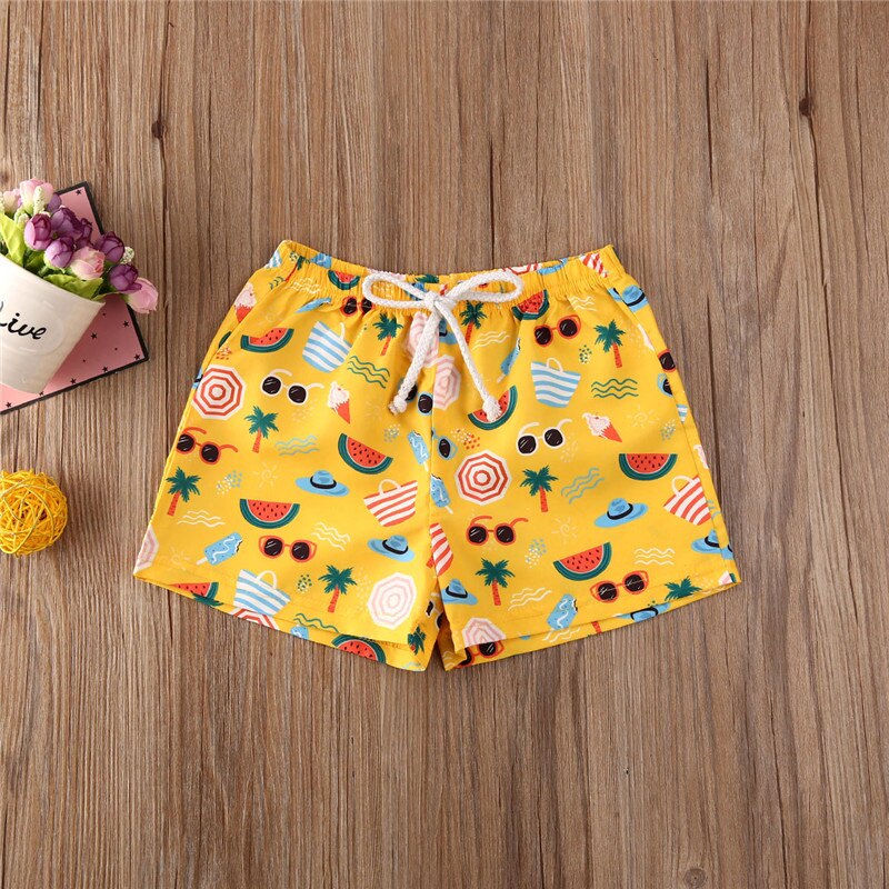 Children Boys Casual Cartoon Print Swimwear Bathing Suit Baby Boys Summer Beach Short Kids Swimming Holiday Beachwear 0-4Y