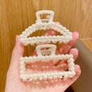 Imitation Pearls Acrylic Hair Claws Clip for Women Geometric Cross Square Hairpin Makeup Hair Styling Barrettes Hair Accessories