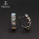 TBJ ,Good quality Ethiopia Opal Clasp silver earring oval cut 4*6mm 4ct   925 sterling silver fine jewelry for women daily wear