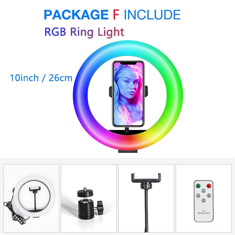 Desktop LED Ring Light Dimmable Phone Video Recording Round Fill Light for Youtube Tik Tok Video Photography Lighting RingLight