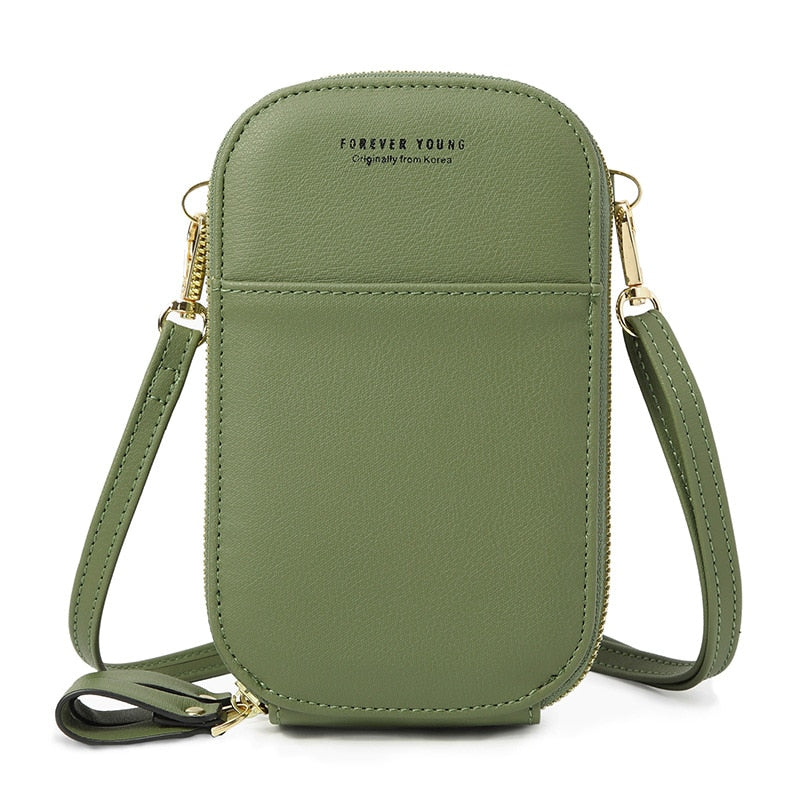 Designer-Handytasche Mini-Umhängetasche für Frauen, zwei Schichten, Umhängetasche, Pu-Leder, Damen, kleine Crossbody-Geldbörse