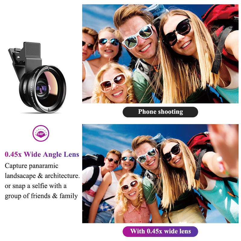 APEXEL Phone Lens Kit 0,45 x Superweitwinkel &amp; 12,5 x Makro-Mikroobjektiv HD-Kamera Lentes für iPhone 6S 7 Xiaomi mehr Handys