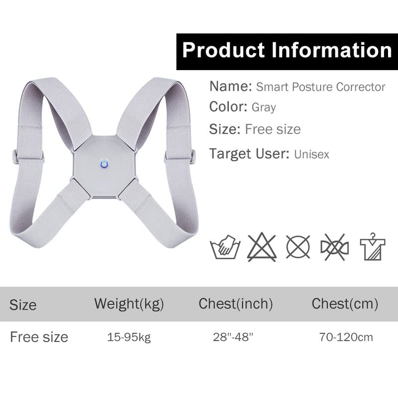 Corrector de postura de espalda ajustable inteligente Aptoco, cinturón de soporte inteligente para adultos y niños, cinturón de entrenamiento para hombros, corrección de columna vertebral