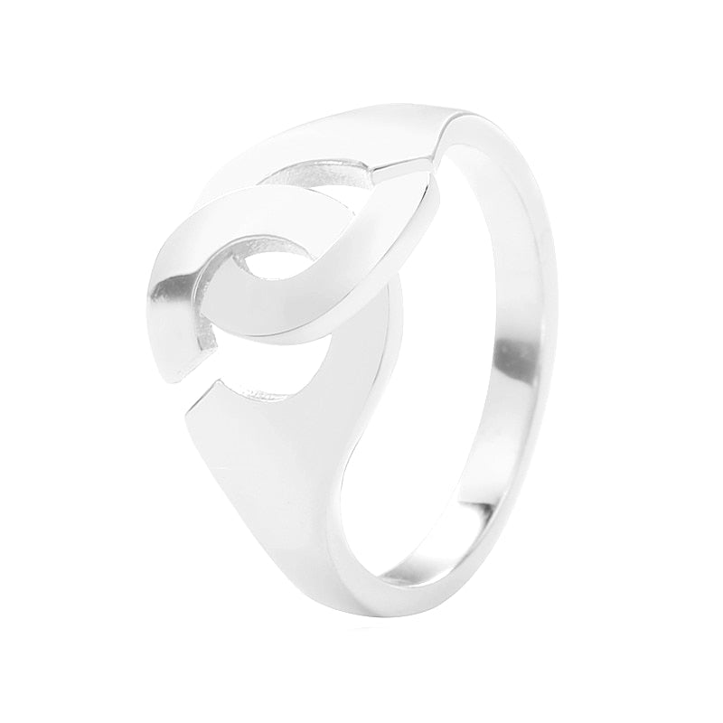 Moonmory 925 Sterling Silver Handcuff Ring For Women and Man French Popular Handcuff Shape Ring Sterling Silver Jewelry Making