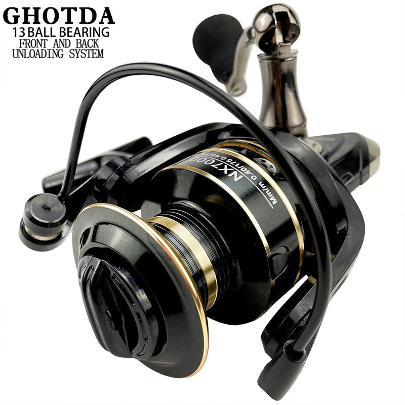GHOTDA Fishing Reel Spinning Metal Spool Stainless Steel Ball Bearing Metal Handle Saltwater reel for fishing