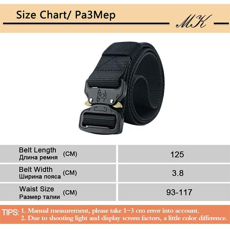 Military Equipment Combat Tactical Belts for Men Army Training Nylon Metal Buckle Waist Belt Outdoor Hunting Waistband