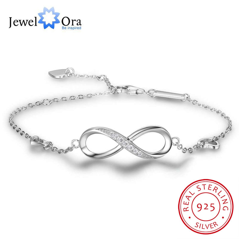 925 Sterling Silver Infinity Bracelets for Women Adjustable Friendship Bracelets &amp; Bangles Wedding Gift Ideas(JewelOra BA102057)