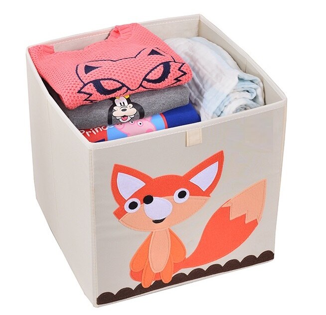 13 inch Foldable Embroidery Animal Cube Storage Box Oxford Fabric Kids Toys Organizers Bins Chest Organizer for Kids Nursery