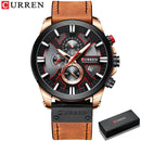 CURREN Fashion Chronograph Clock Men Leather Watch Casual Sport Watches for Men Quartz Wristwatch Relogio Masculino
