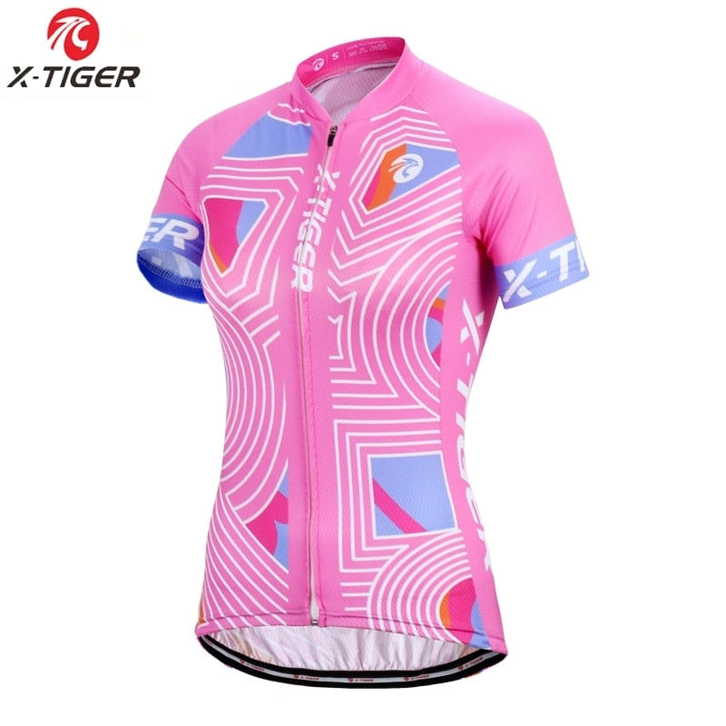 X-Tiger Women Cycling Jerseys Summer Short Sleeve Cycling Jerseys Mountain Breathable Bicycle Jersey Quick-dry Bike Jerseys