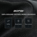 BOPAI Echtes Leder Rucksack Laptop Herren Business Casual Wasserdichter Rucksack Herren Computer Rucksack Schwarz Backpacking