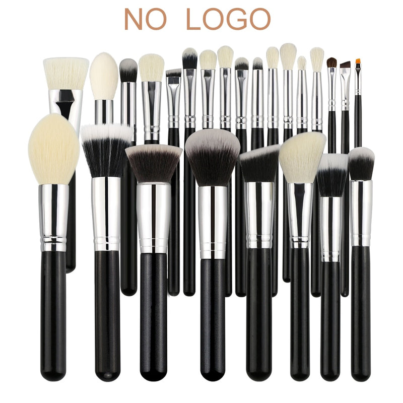 BEILI Black Professional Goat Hair Makeup Brush Powder Foundation Contour Concealer  Eyes Blending 15/25/30Pcs Makeup Brush Set