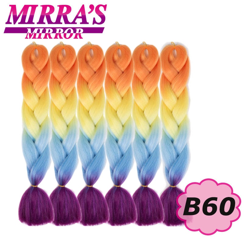 24 Zoll Jumbo Braids Synthetisches Haar für Box Braid Ombre Braiding Hair Extensions Three Tone Schwarz Braun Blau Pink Mirra's Mirror