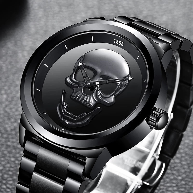 Relogio Masculino LIGE Skull Mens Watches Simple Stainless Steel Sports Watch Men&