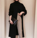 2021 Korean Style Turtleneck Long fall winter Sweater Dress Side split Female Pullover mujer sueteres