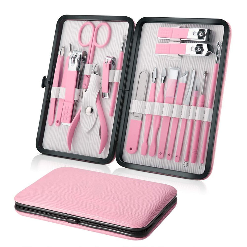 High Quality Stainless Steel Manicure Pedicure Kit Nail Clipper Set Foot Care Set Nail Cutter 18 In 1 Kit With Portable Case