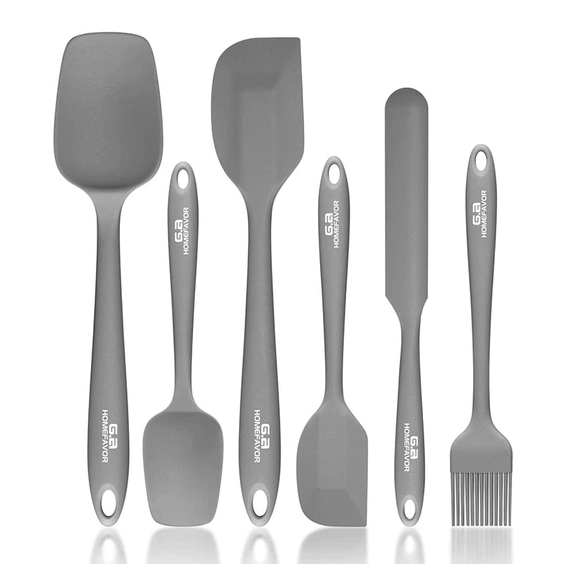 Juego de utensilios de cocina de 6 uds., utensilios de cocina, espátula, cuchara, cepillo rascador, herramientas de silicona para hornear, accesorios para pasteles