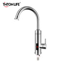 TINTON LIFE Calentador de agua eléctrico de acero inoxidable Pantalla de temperatura Cocina Sin tanque Grifo de agua caliente instantáneo 3000W