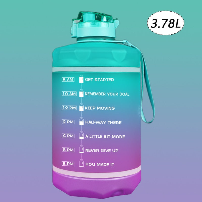 ZOMAKE 2.2/3.78L Gallon Water Bottle with Time Marker &amp; Straw, Motivational Water Jug BPA Free Leakproof Large Water Bottles Gym