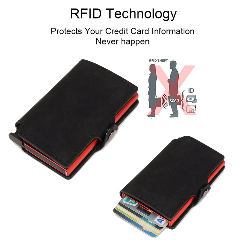 DIENQI Rfid ID Kreditkartenetui Anti-Bankkartenfach Schutz Metall Pop-Up-Brieftasche Smart Business Kreditkartenetui Neu