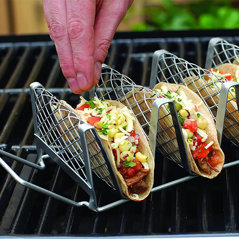 Taco-Rack aus Edelstahl, BBQ-Grill, gebackener Taco, mexikanischer Kuchenhalter, Kochzubehör, Grill, Haushalt, Küchenutensilien