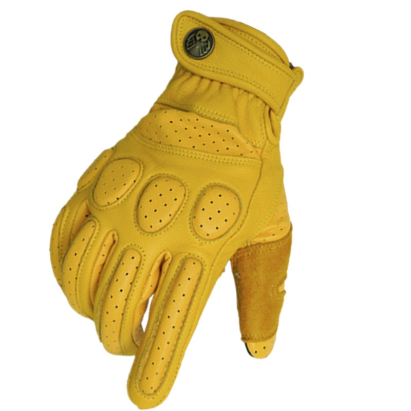 Guantes de moto de cuero con envío gratis, guantes de moto de pantalla táctil seguros y cómodos para hombres, guantes de Moto para montar en carretera al aire libre