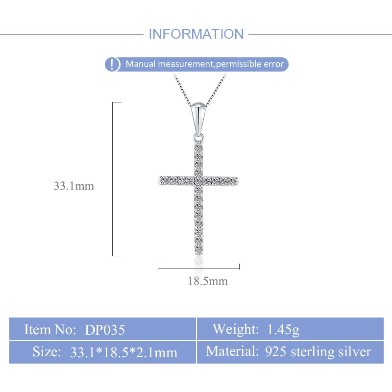 CLUCI 925 Silver Zircon Inlay Cross Pendant  Hot Women Accessories Religious Jewelry Gift Charms Only Pendant DP035SB