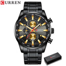 CURREN Herrenuhren Sportliche Luxus-Chronographen-Armbanduhren für Herren Quarz-Edelstahlband-Uhr mit Leuchtzeigern