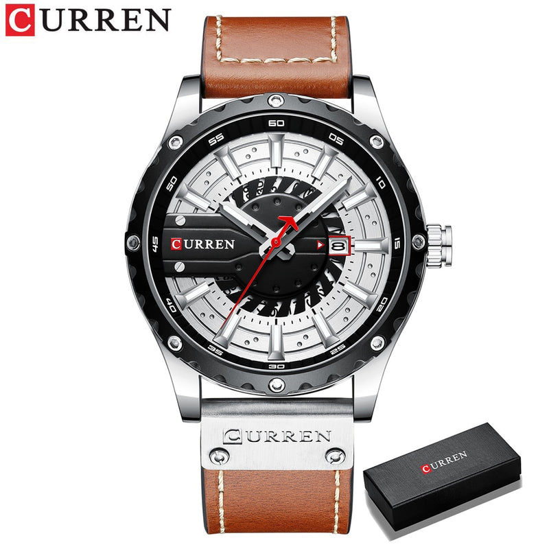 CURREN Watches Top Brand Fashion Leather Wristwatch Casual Quartz Men&